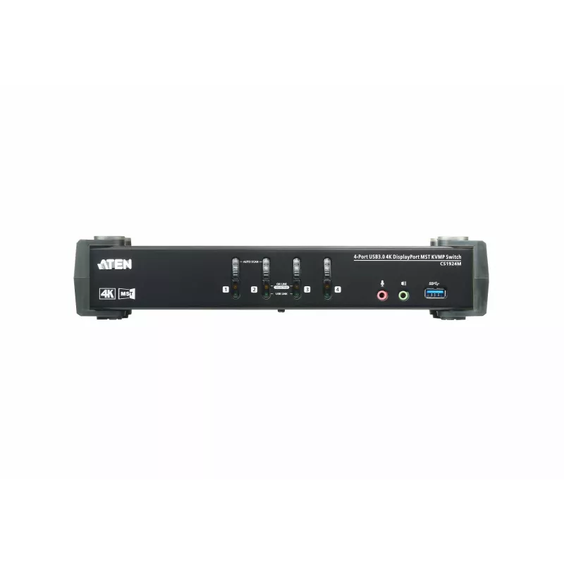 ATEN 4 portu USB 3.0 4K DisplayPort MST KVMP slēdzis, 4096 x 2160 pikseļi, 4K Ultra HD, 4,89 W, melns
