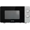 Solo mikroviļņu krāsns Gorenje MO20E1S — 20 L, 800 W, rotējoša vadība, 270 mm rotējošais paliktnis, nerūsējošais tērauds/melna