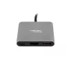 USB-C uz HDMI un USB centrmezgls NATEC Fowler Mini — USB 2.0 Type-C saimniekdators, HDMI, USB-A un USB-C porti, pelēks