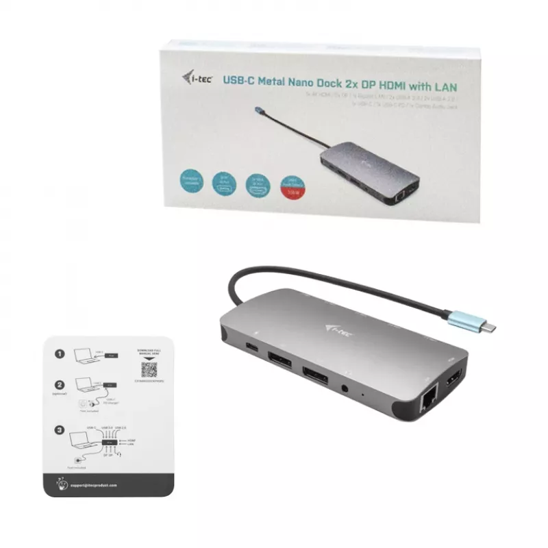 i-tec Metal USB-C Nano 3x displeja dokstacija + Power Delivery 100 W
