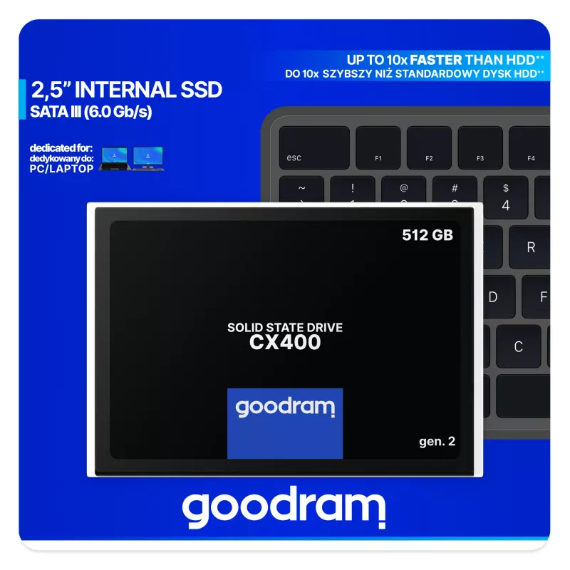 2.5 collu SATA III SSD GOODRAM SSDPR-CX400-512-G2 — 512 GB, 550/500 MB/s, 3D TLC