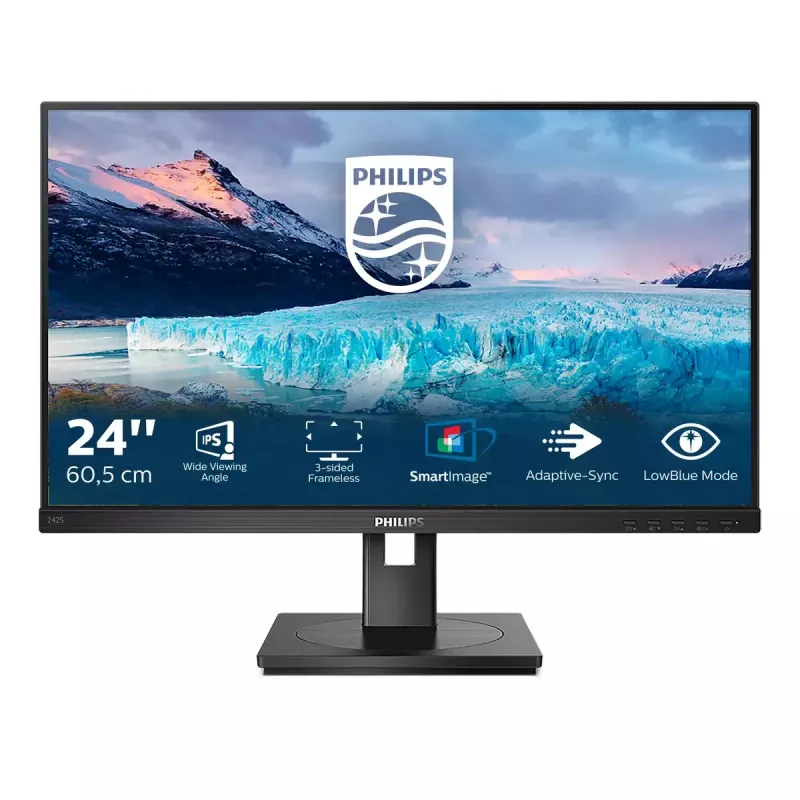 Philips S Line 242S1AE/00 datora monitors 60.5 cm (23.8 collas) 1920 x 1080 pikseļi Full HD LED Melns