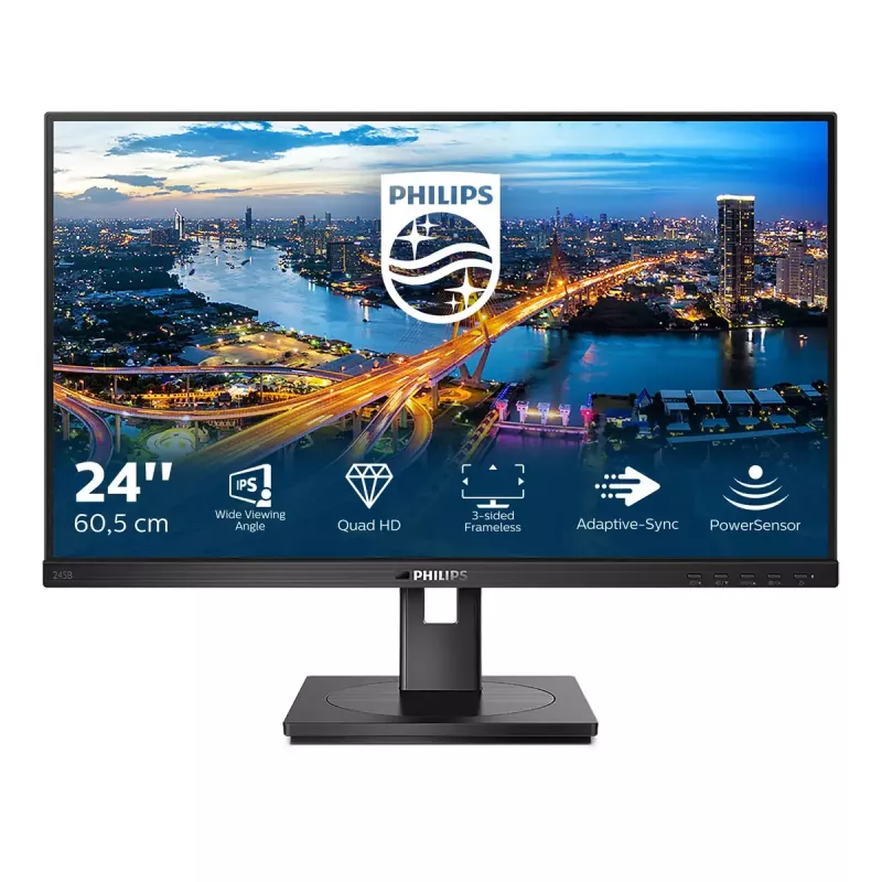 Philips B Line 245B1/00 datora monitors 60,5 cm (23,8 collu) 2560 x 1440 pikseļi Quad HD LED Melns