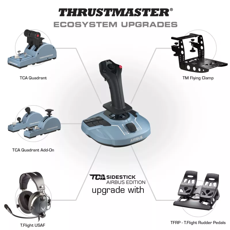 Thrustmaster TCA Sidestick Airbus edition Melns, Blue USB kursorsvira datoram