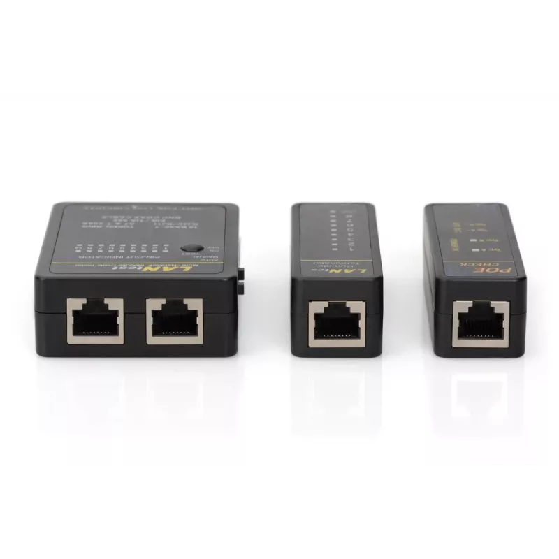 DIGITUS Kabeļu testeris, tīkls, RJ45, BNC galvenā ierīce, attālinātā ierīce, PoE testeris, ar somiņu