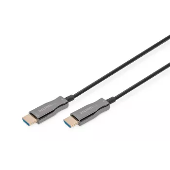 DIGITUS HDMI AOC hibrīda optiskās šķiedras kabelis, Type A M/M, 15m UHD 4K@60Hz, CE, melns