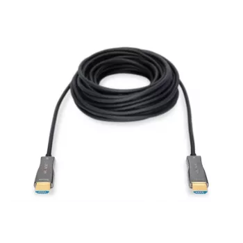 DIGITUS HDMI AOC hibrīda optiskās šķiedras kabelis, Type A M/M, 15m UHD 4K@60Hz, CE, melns