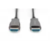 DIGITUS HDMI AOC hibrīda optiskās šķiedras kabelis, Type A M/M, 15m UHD 4K@60Hz, CE, melns