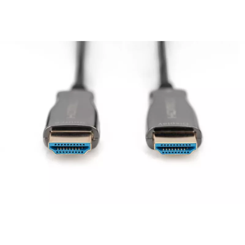 DIGITUS HDMI AOC hibrīda optiskās šķiedras kabelis, Type A M/M, 15m UHD 4K@60Hz, CE, melns