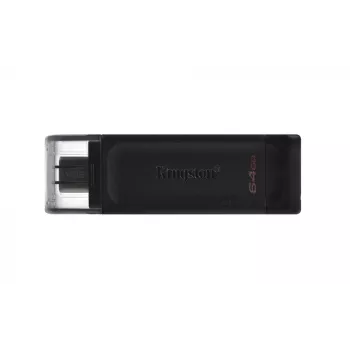 Kingston Technology DataTraveler 64GB USB-C 3.2 Gen 1 70, 64 GB, USB Type-C, 3.2 Gen 1 (3.1 Gen 1), Cap, 7 g, Melns
