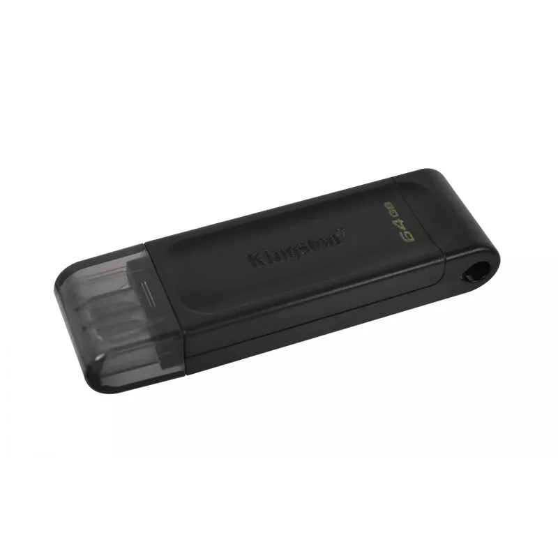 Kingston Technology DataTraveler 64GB USB-C 3.2 Gen 1 70, 64 GB, USB Type-C, 3.2 Gen 1 (3.1 Gen 1), Cap, 7 g, Melns