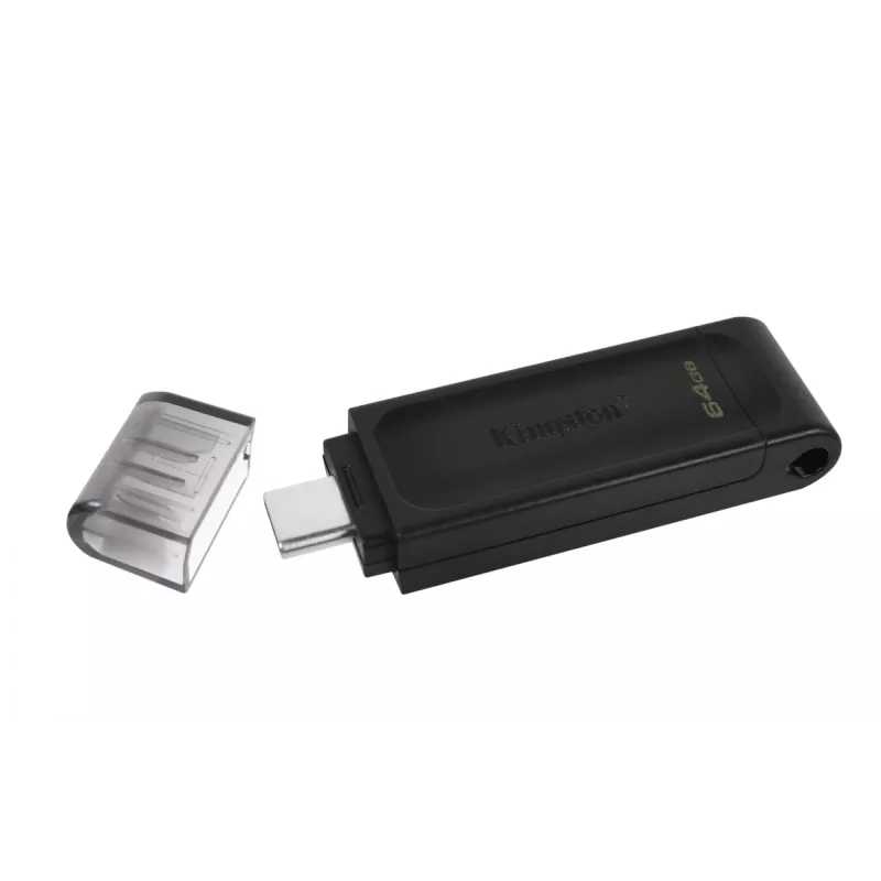 Kingston Technology DataTraveler 64GB USB-C 3.2 Gen 1 70, 64 GB, USB Type-C, 3.2 Gen 1 (3.1 Gen 1), Cap, 7 g, Melns