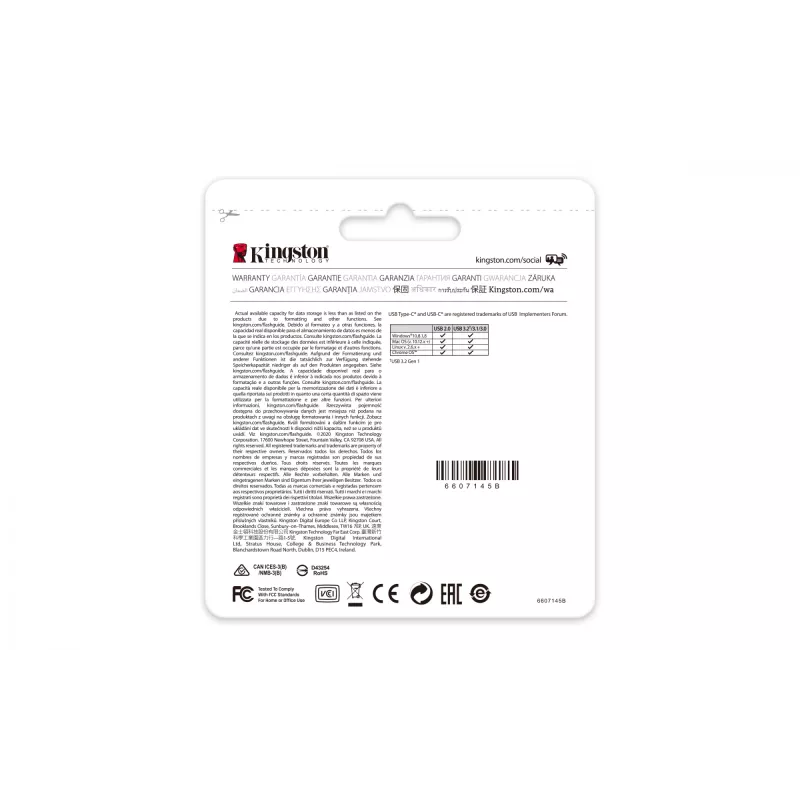 Kingston Technology DataTraveler 64GB USB-C 3.2 Gen 1 70, 64 GB, USB Type-C, 3.2 Gen 1 (3.1 Gen 1), Cap, 7 g, Melns