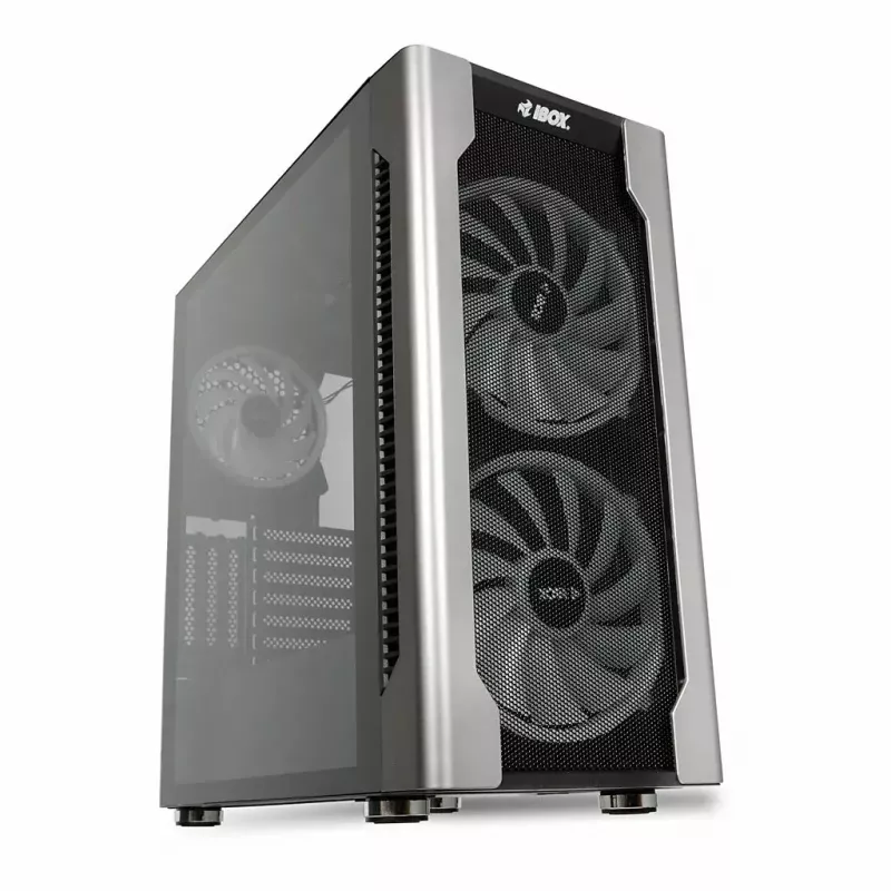 Datora korpuss IBOX Chiron ZH68 Gaming, ATX Midi-Tower, EATX atbalsts, melns, sānu logs, apgaismojums