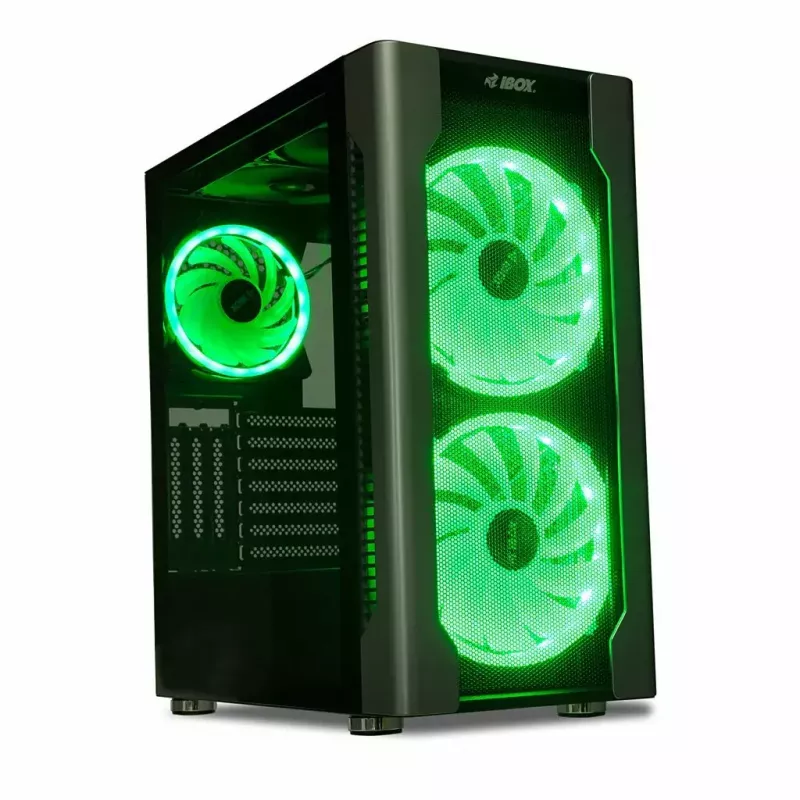 Datora korpuss IBOX Chiron ZH68 Gaming, ATX Midi-Tower, EATX atbalsts, melns, sānu logs, apgaismojums