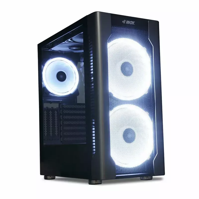 Datora korpuss IBOX Chiron ZH68 Gaming, ATX Midi-Tower, EATX atbalsts, melns, sānu logs, apgaismojums