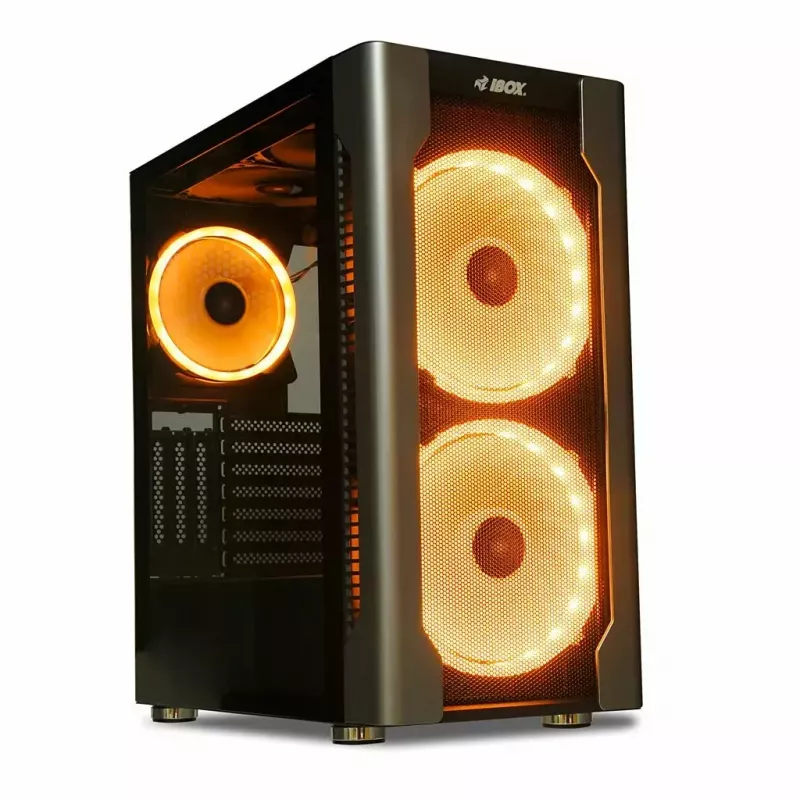 Datora korpuss IBOX Chiron ZH68 Gaming, ATX Midi-Tower, EATX atbalsts, melns, sānu logs, apgaismojums