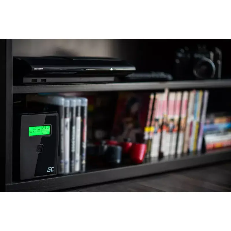 Nepārtrauktās barošanas avots zaļa Cell UPS08 — Line-Interactive 700 W / 230 V, 4× IEC ligzdas, USB, RJ-45, 12 V 7 Ah akumulators, tornis, melns