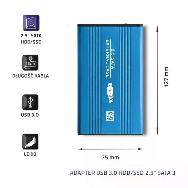 Cietā diska adapteris QOLTEC 51859 USB 3.0 2,5 collu SATA3 diskiem