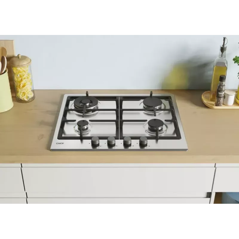 Candy Idea CHG6BR4WX Nerūsējošā tērauda iebūvējamā gāzes plīts virsma 60 cm 4 zonas