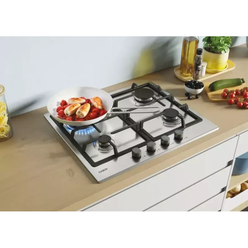 Candy Idea CHG6BR4WX Nerūsējošā tērauda iebūvējamā gāzes plīts virsma 60 cm 4 zonas