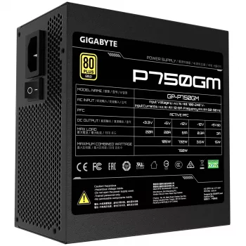 Gigabyte P750GM barošanas bloks 750 W Efektivitāte 80 PLUS GOLD, PFC Active, MTBF 100000 stundas