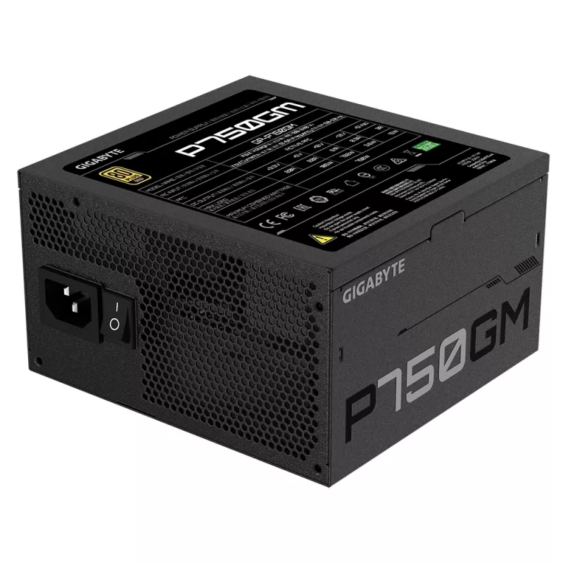 Gigabyte P750GM barošanas bloks 750 W Efektivitāte 80 PLUS GOLD, PFC Active, MTBF 100000 stundas