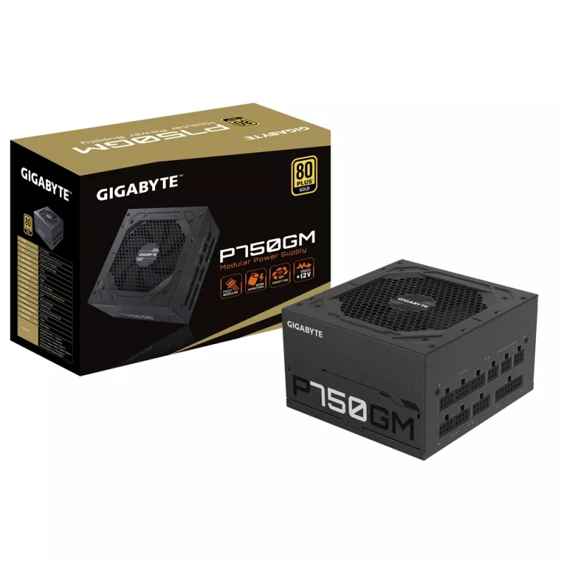 Gigabyte P750GM barošanas bloks 750 W Efektivitāte 80 PLUS GOLD, PFC Active, MTBF 100000 stundas