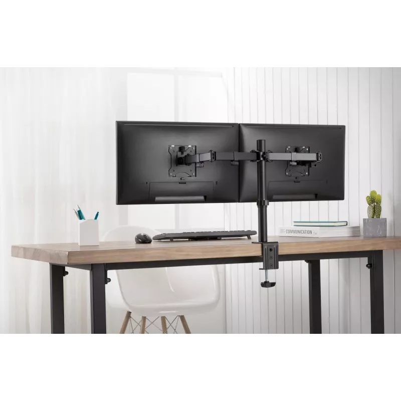 DIGITUS Univer.dual Monitor Clamp Mount 17-32in 2x 8kg (max.) Melns