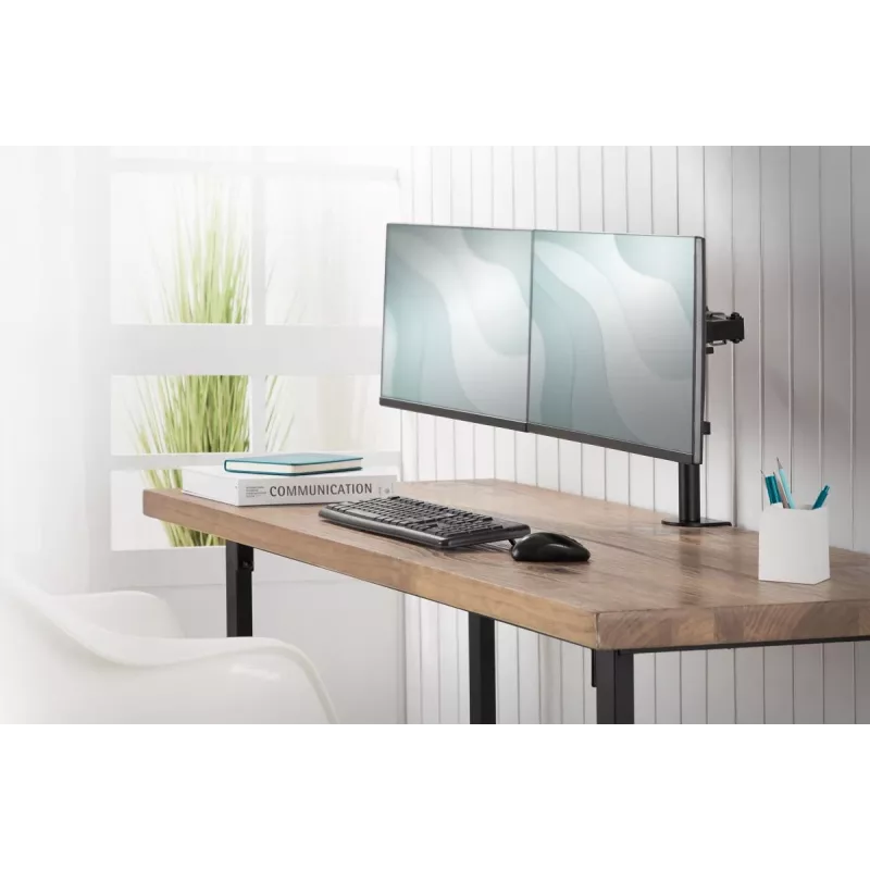 DIGITUS Univer.dual Monitor Clamp Mount 17-32in 2x 8kg (max.) Melns