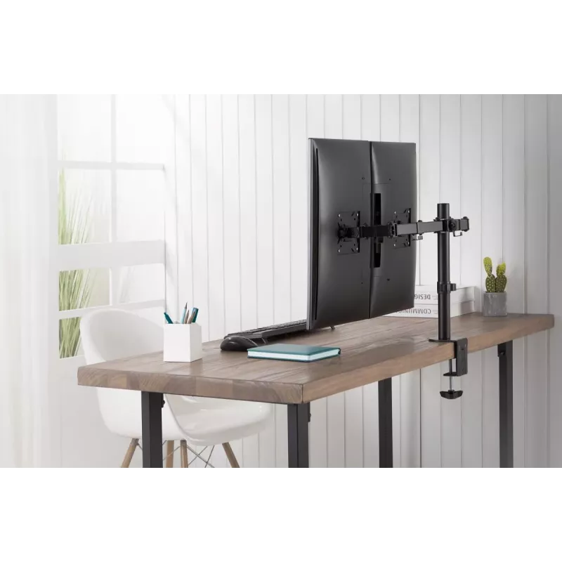DIGITUS Univer.dual Monitor Clamp Mount 17-32in 2x 8kg (max.) Melns