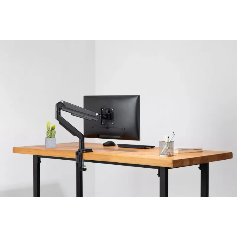 DIGITUS Universāls viena monitora stiprinājums ar gāzes atsperi un skavu 17–32 collām, 9 kg