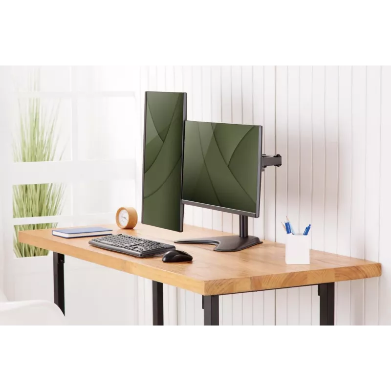DIGITUS universāls dubultā monitora statīvs 17–32 collas 2x 8 kg (maks.) melns