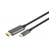 DIGITUS USB-C - HDMI adapteris, 2m 4K/30Hz, melns, metāla korpuss