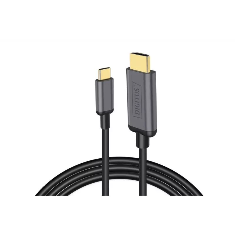 DIGITUS USB-C - HDMI adapteris, 2m 4K/30Hz, melns, metāla korpuss