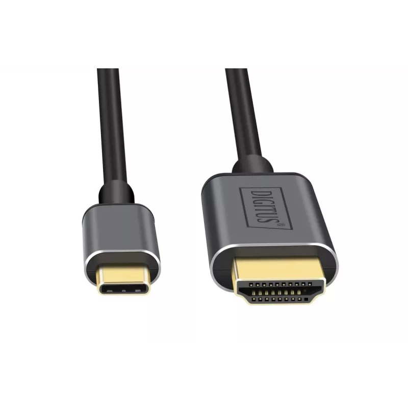 DIGITUS USB-C - HDMI adapteris, 2m 4K/30Hz, melns, metāla korpuss