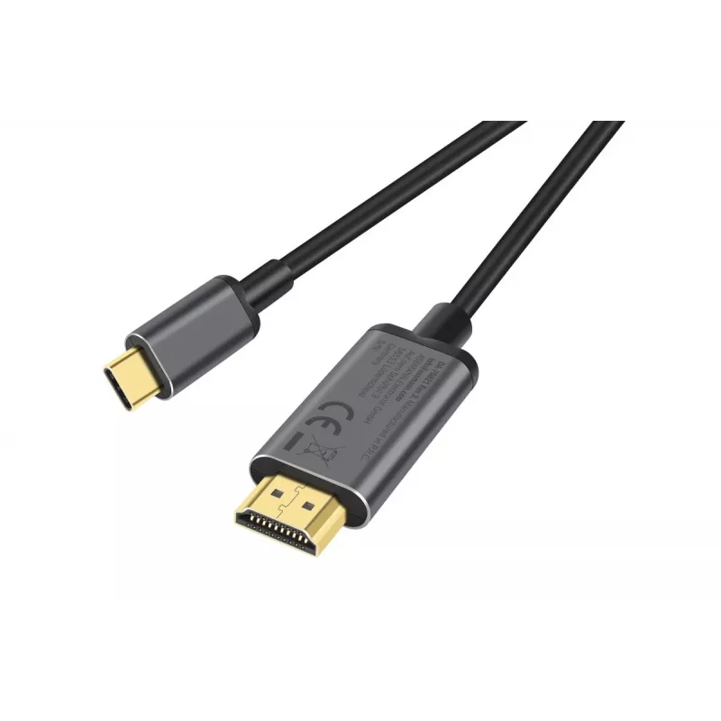 DIGITUS USB-C - HDMI adapteris, 2m 4K/30Hz, melns, metāla korpuss