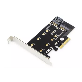 DIGITUS M.2 NGFF/NVMe SSD Pci-e pievienotā karte atbalsta B, M un B+M atslēgu, izmēri 80, 60, 42 un 30 mm
