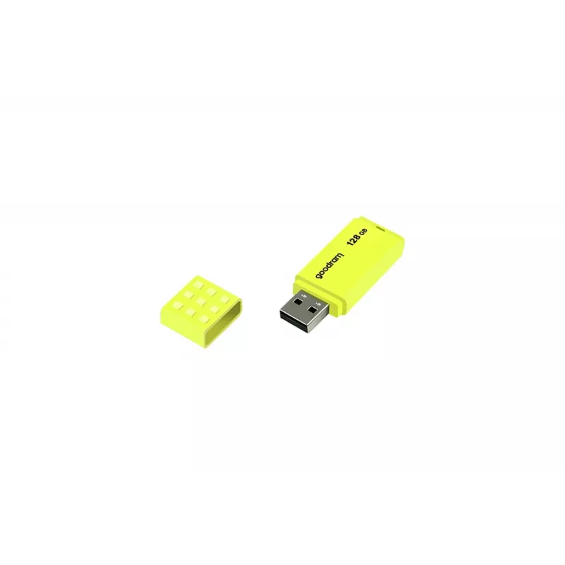 USB zibatmiņa GOODRAM UME2 128 GB USB 2.0 Type-A, dzeltena, 21×51 mm