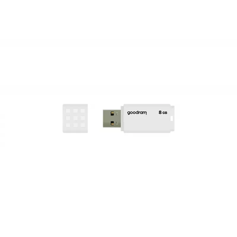 USB zibatmiņa GOODRAM UME2 8 GB USB 2.0 Type-A, balta, lasīšanas ātrums 20 MB/s, rakstīšanas ātrums 5 MB/s