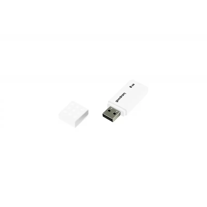 USB zibatmiņa GOODRAM UME2 8 GB USB 2.0 Type-A, balta, lasīšanas ātrums 20 MB/s, rakstīšanas ātrums 5 MB/s