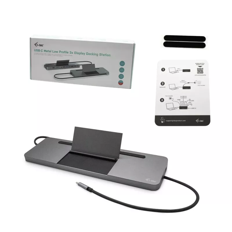 i-tec Metāla USB-C ergonomiska 4K 3x displeja dokstacija + barošana 85 W