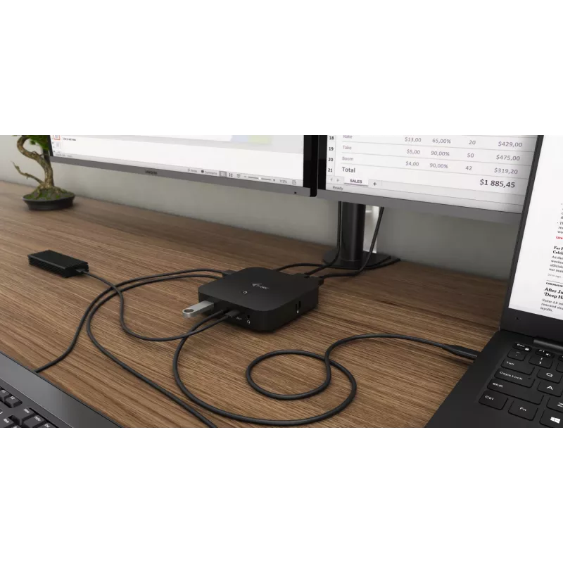i-tec USB-C Dual Display Docking Station ar Power Delivery 100 W