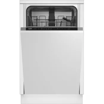 Iebūvējamā trauku mazgājamā mašīna BEKO DIS35026 — šaura 45 cm, 10 trauku komplekti, 48 dB, 5 programmas, E energoklase