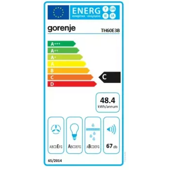 Gorenje TH60E3B tvaika nosūcējs Daļēji iebūvējams (izvelkams) Melns 350 m³/h