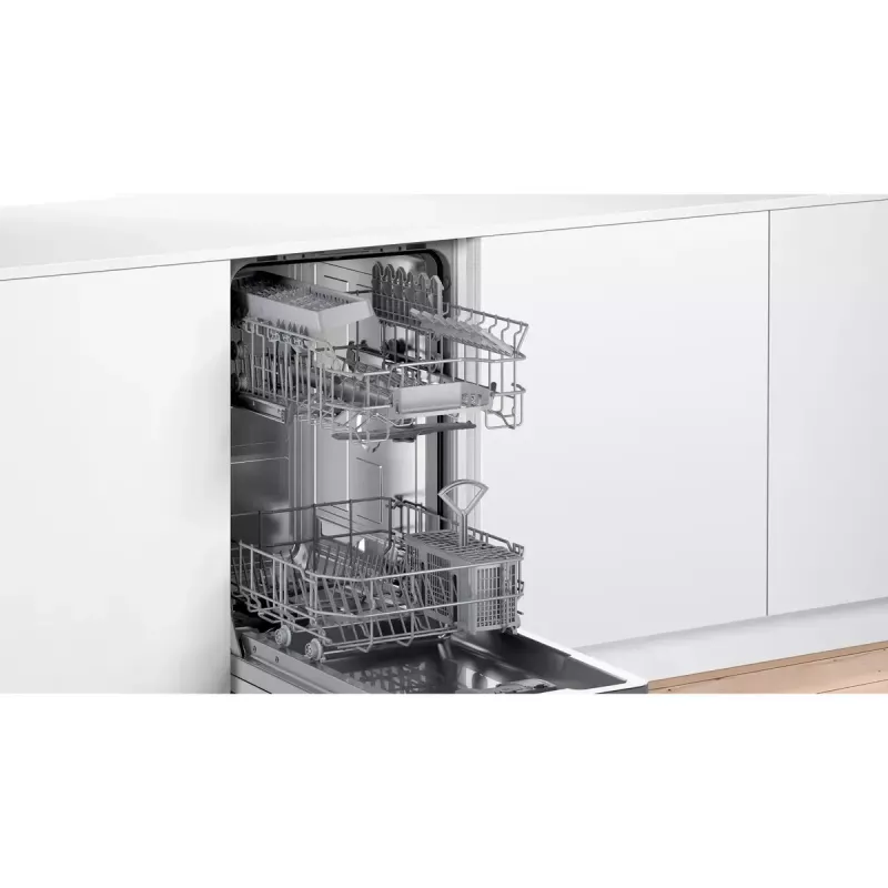 Iebūvējamā trauku mazgājamā mašīna Bosch Serie 2 SPV2IKX10E, šaura 45 cm, 9 trauku komplekti, 48 dB, 5 programmas, nerūsējošā tērauda vanna