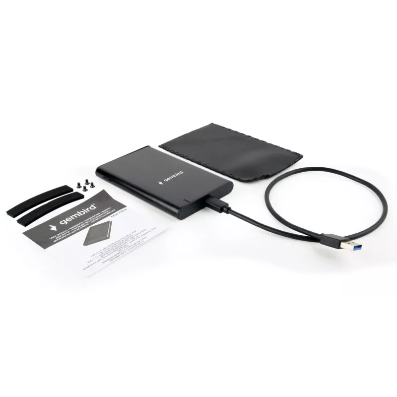 GEMBIRD USB 3.1 2.5 collu SATA HDD korpuss ar Type-C portu, matēts alumīnijs - melns