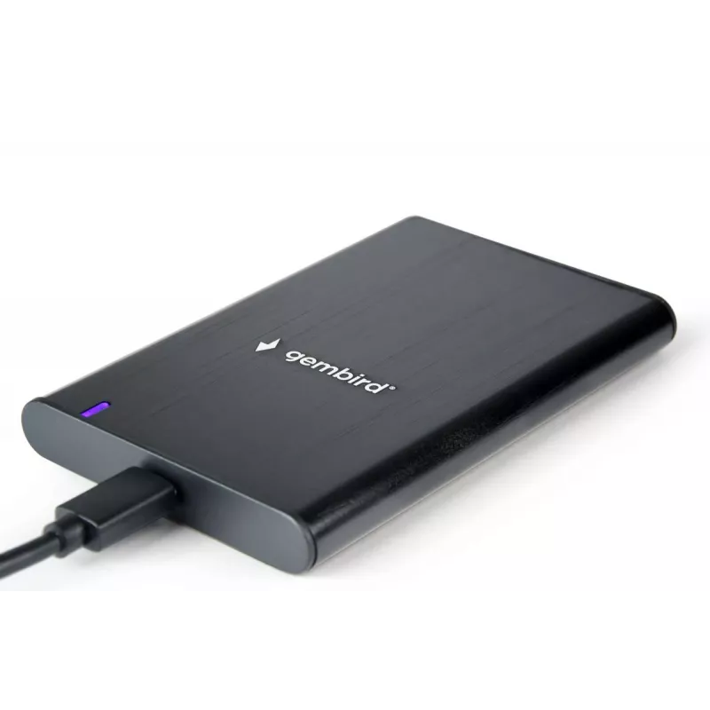 GEMBIRD USB 3.1 2.5 collu SATA HDD korpuss ar Type-C portu, matēts alumīnijs - melns