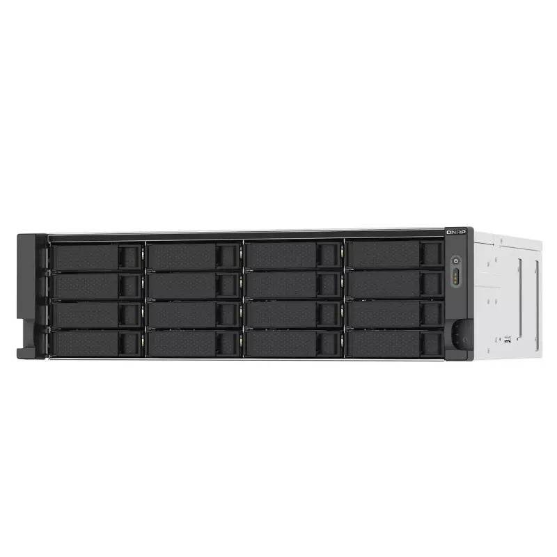 QNAP TS-1673AU-RP-16G NAS/glabāšanas serveris Rack (3U) Ryzen Embedded V1500B 16 GB DDR4 0 TB QNAP QTS Melns, Pelēks