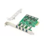 DIGITUS USB Pci-e papildinājuma karte USB3.0, 4 portu A/F, mikroshēmojums: VL805, pašdarbināma